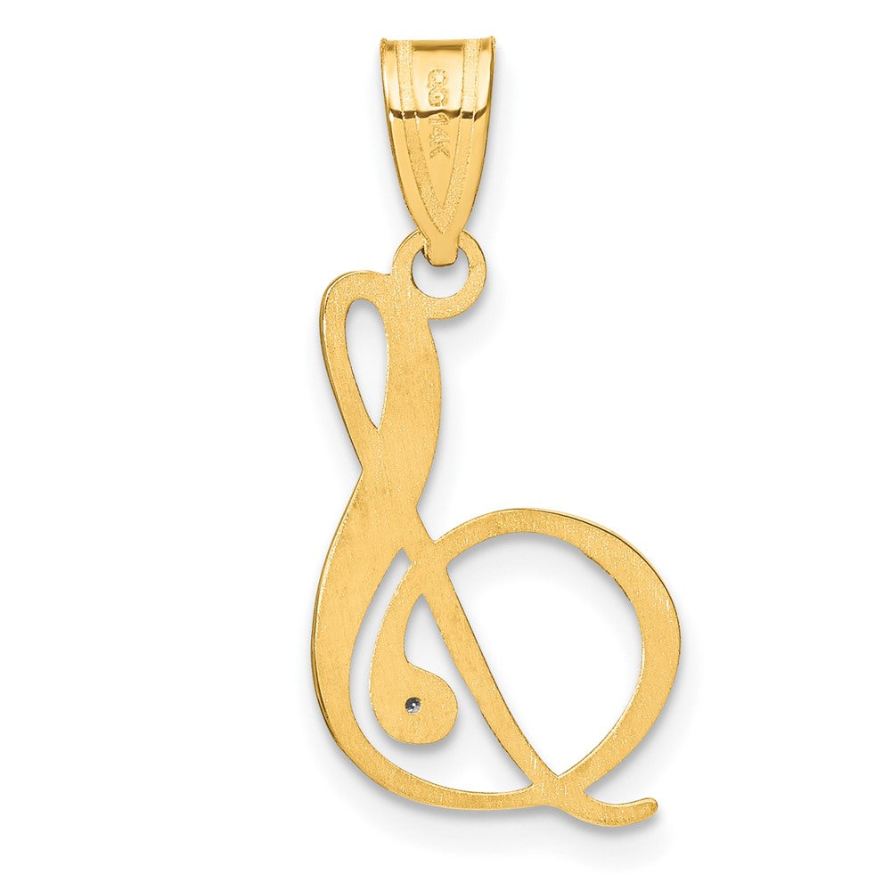 14K Gelbgold Schreibschrift Buchstabe S Initiale Anhänger mit Diamant