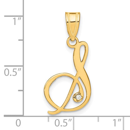 14K Gelbgold Schreibschrift Buchstabe S Initiale Anhänger mit Diamant