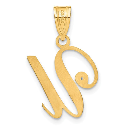 14K Gelbgold Schreibschrift Buchstabe U Initiale Anhänger mit Diamant