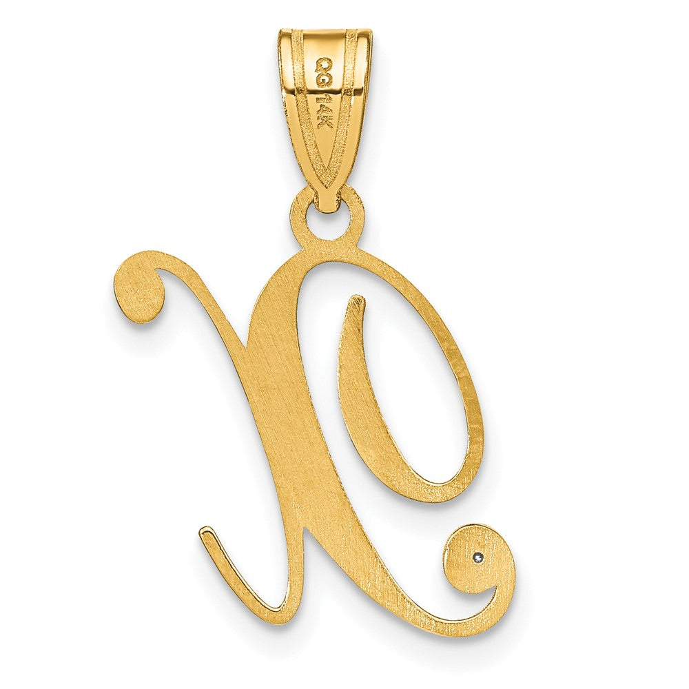 14K Gelbgold Schreibschrift Buchstabe X Initiale Anhänger mit Diamant