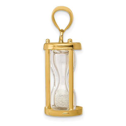 14K Gelbgold 14K Poliert 3-d Plastic Hourglass mit Perlen Charm