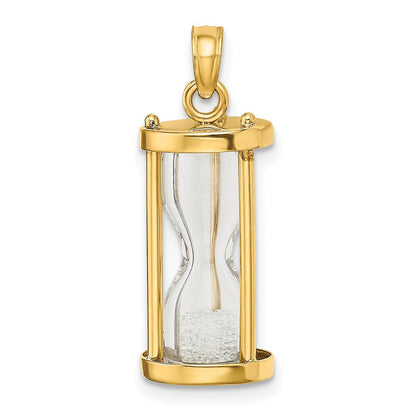 14K Gelbgold 14K Poliert 3-d Plastic Hourglass mit Perlen Charm