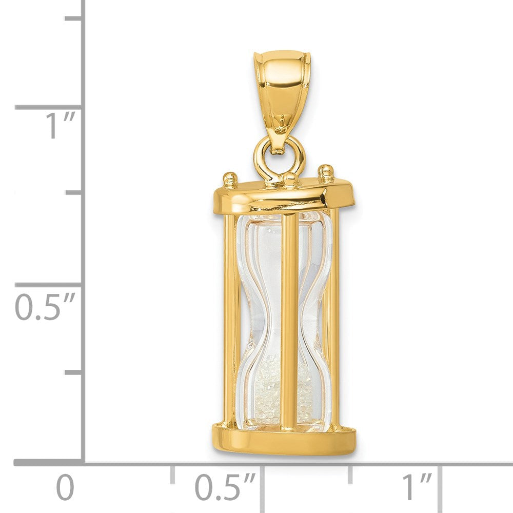 14K Gelbgold 14K Poliert 3-d Plastic Hourglass mit Perlen Charm