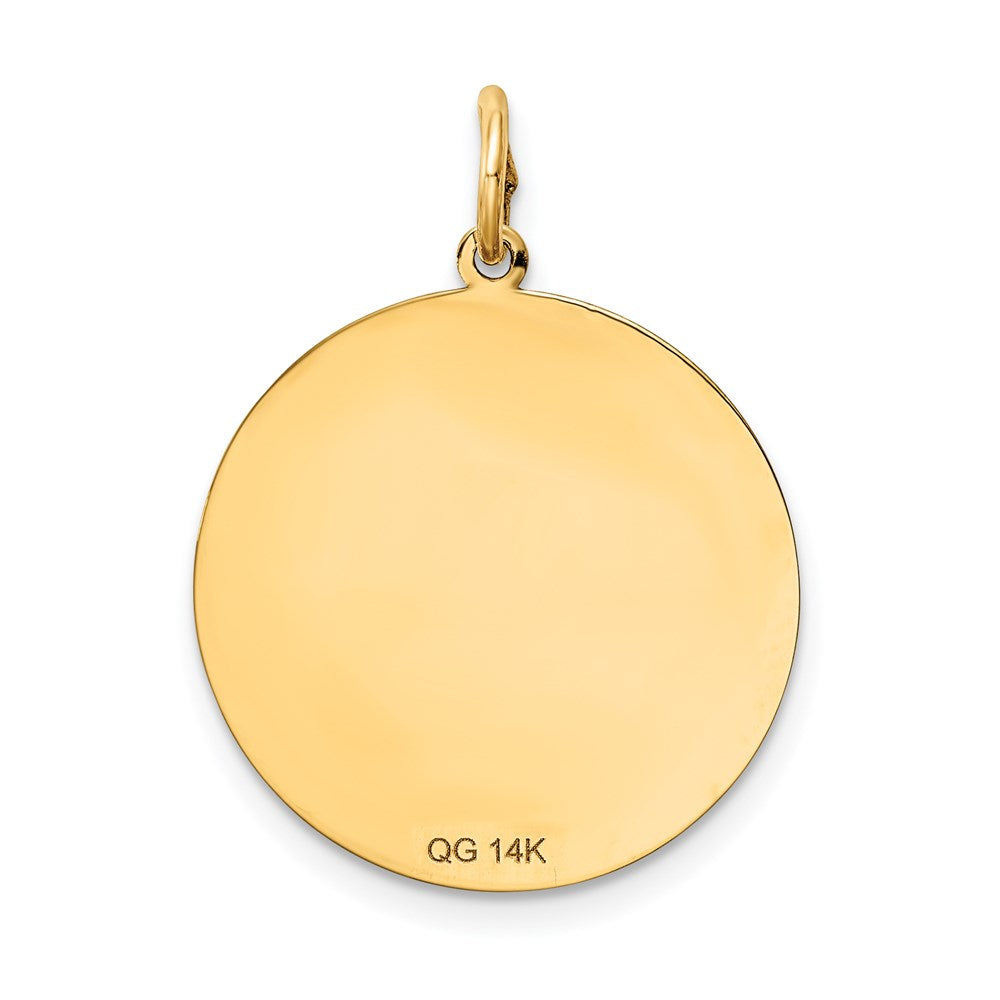14K Gelbgold Massiv Poliert Smiley-Gesicht-Anhänger