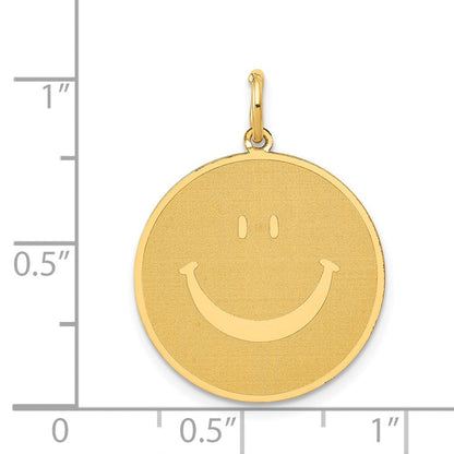 14K Gelbgold Massiv Poliert Smiley-Gesicht-Anhänger