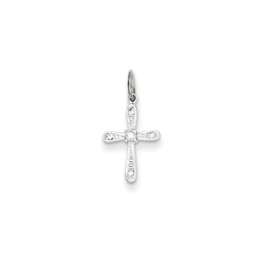 14K Weißgold Diamant-Kreuz-Anhänger