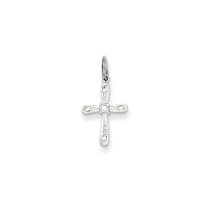 14K Weißgold Diamant-Kreuz-Anhänger