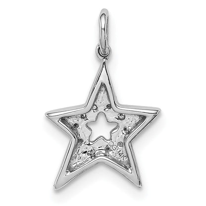 14K Weißgold Diamant-Stern-Anhänger