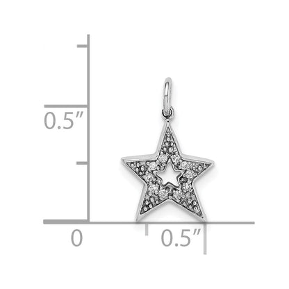 14K Weißgold Diamant-Stern-Anhänger