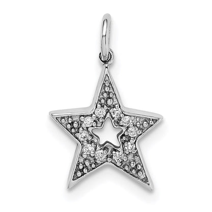 14K Weißgold Diamant-Stern-Anhänger