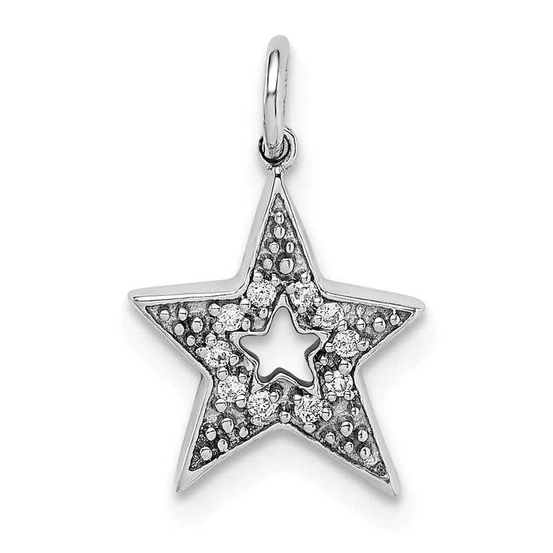 14K Weißgold Diamant-Stern-Anhänger