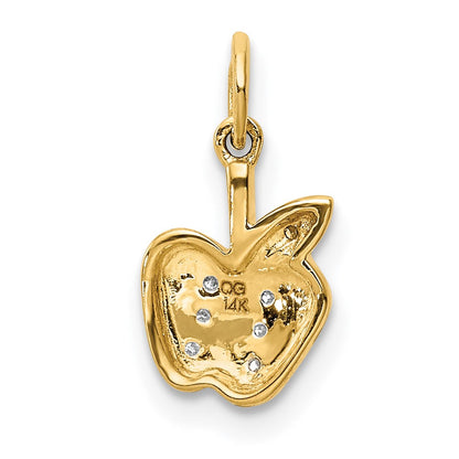 Apfel-Charm mit natürlichen Diamanten aus 14K Gelbgold