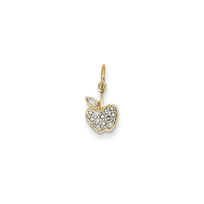Apfel-Charm mit natürlichen Diamanten aus 14K Gelbgold
