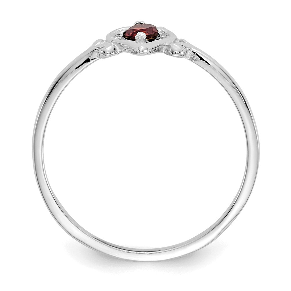 14K Weißgold Ring mit Granat-Geburtsstein in Herzform
