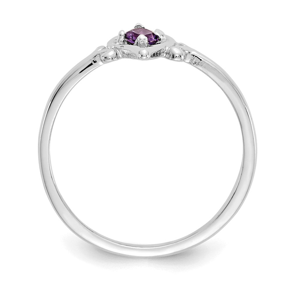 14K Weißgold Ring mit Amethyst-Geburtsstein in Herzform
