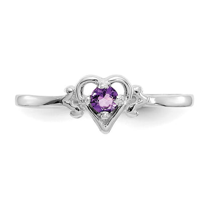 14K Weißgold Ring mit Amethyst-Geburtsstein in Herzform