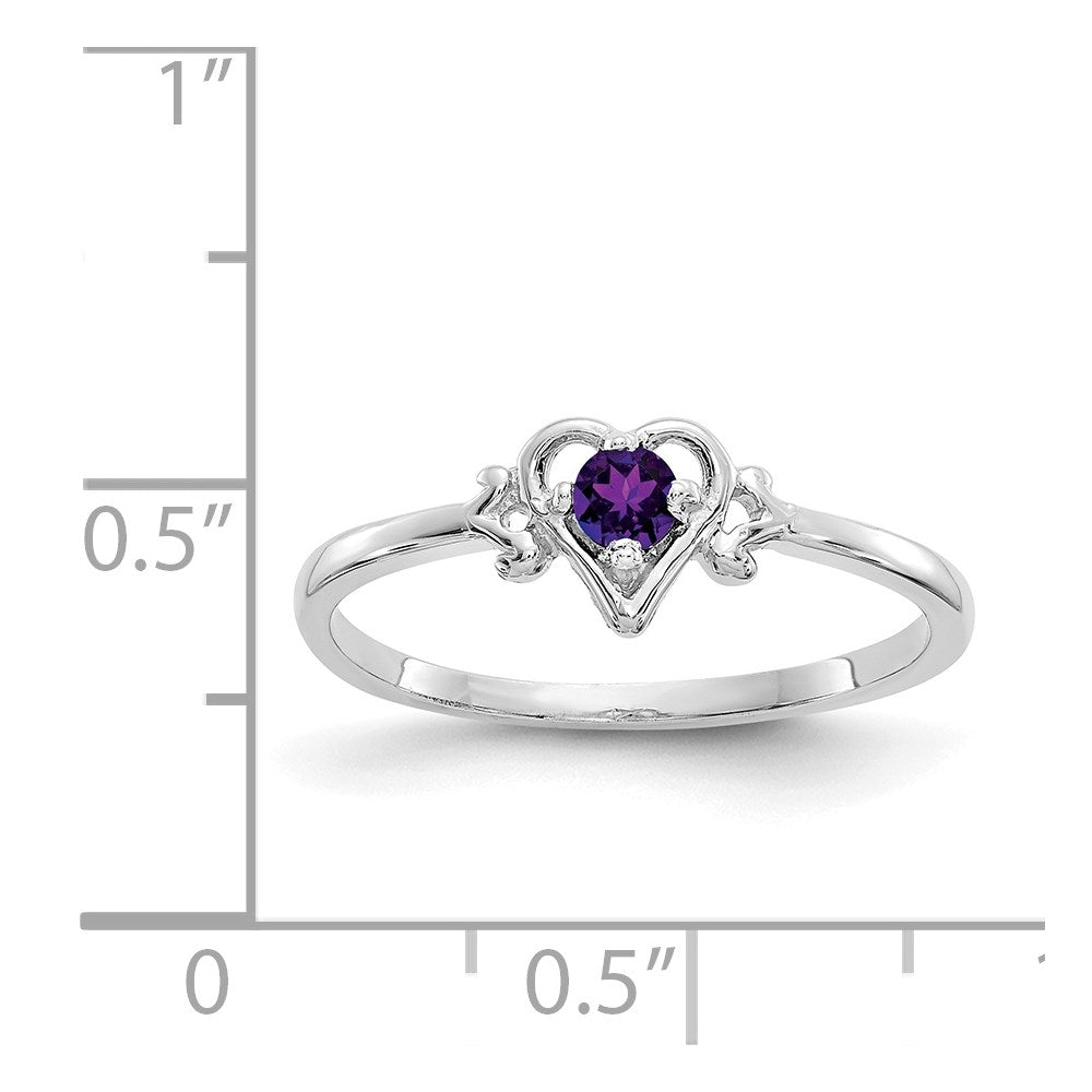14K Weißgold Ring mit Amethyst-Geburtsstein in Herzform