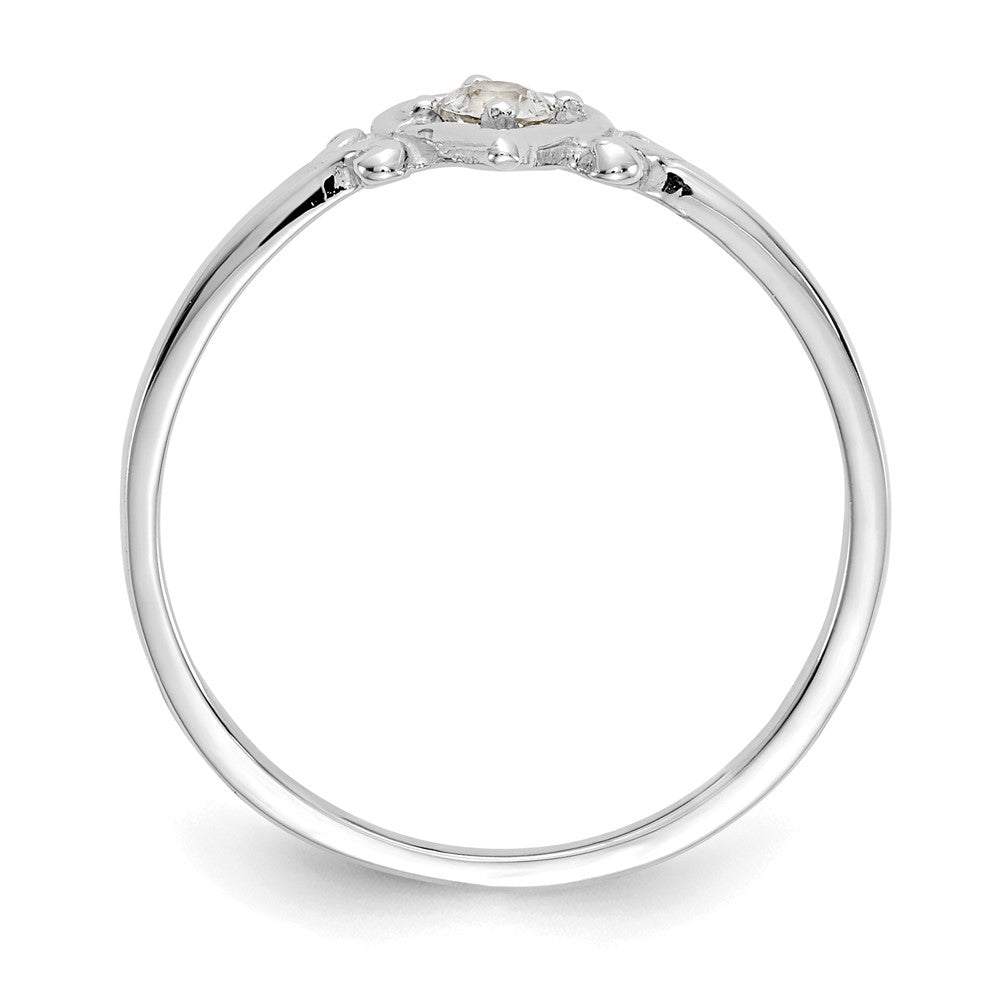 14K Weißgold Aquamarin-Geburtsstein-Herzring