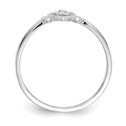 14K Weißgold Aquamarin-Geburtsstein-Herzring