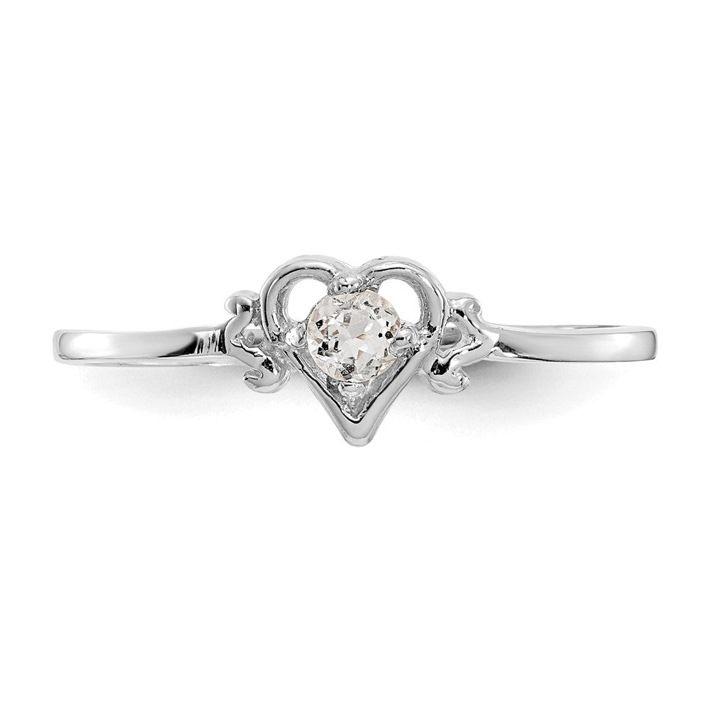 14K Weißgold Topas-Geburtsstein-Herzring