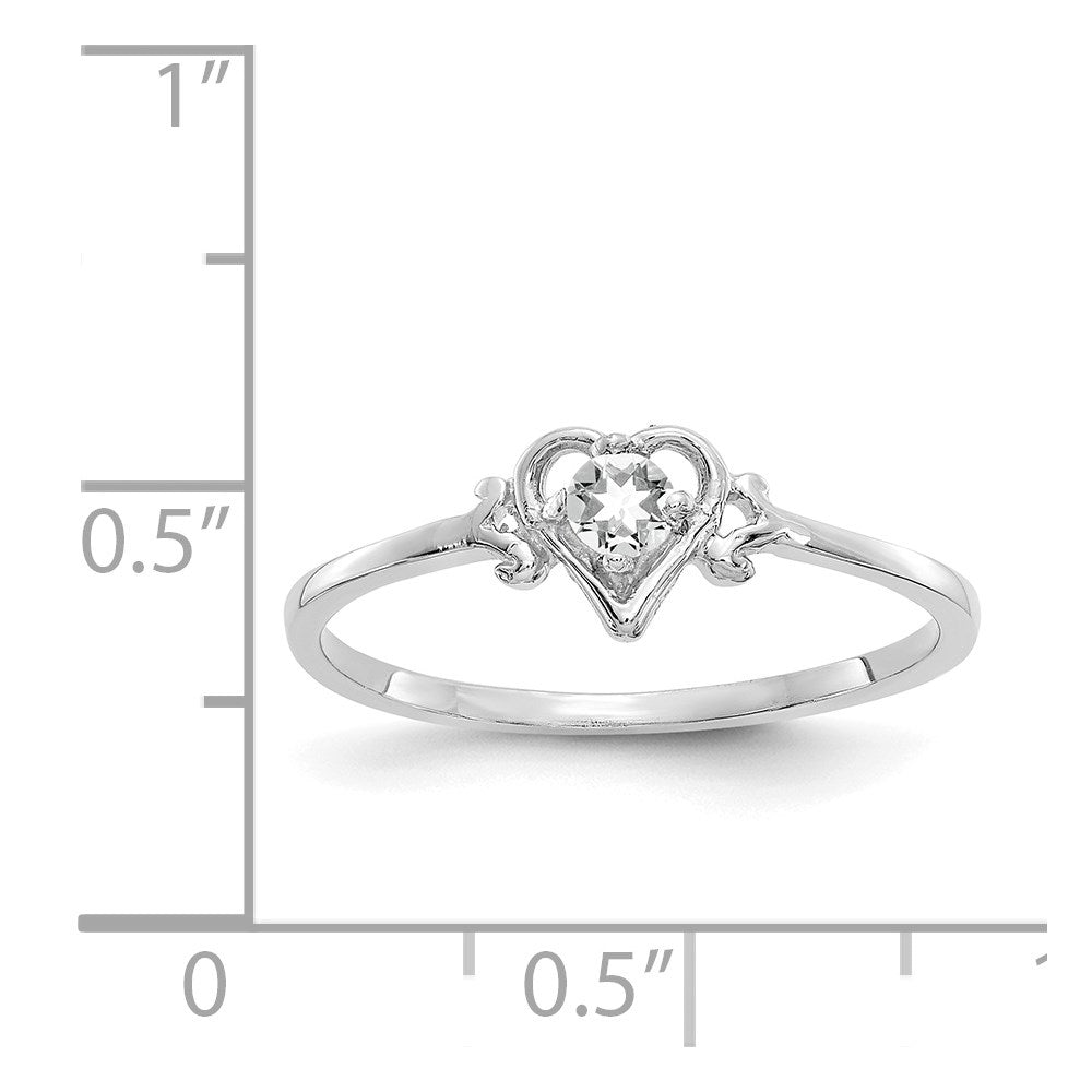 14K Weißgold Topas-Geburtsstein-Herzring