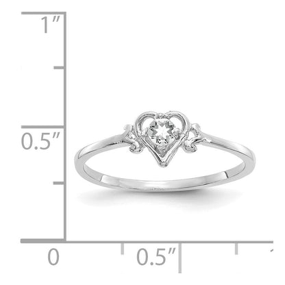 14K Weißgold Topas-Geburtsstein-Herzring