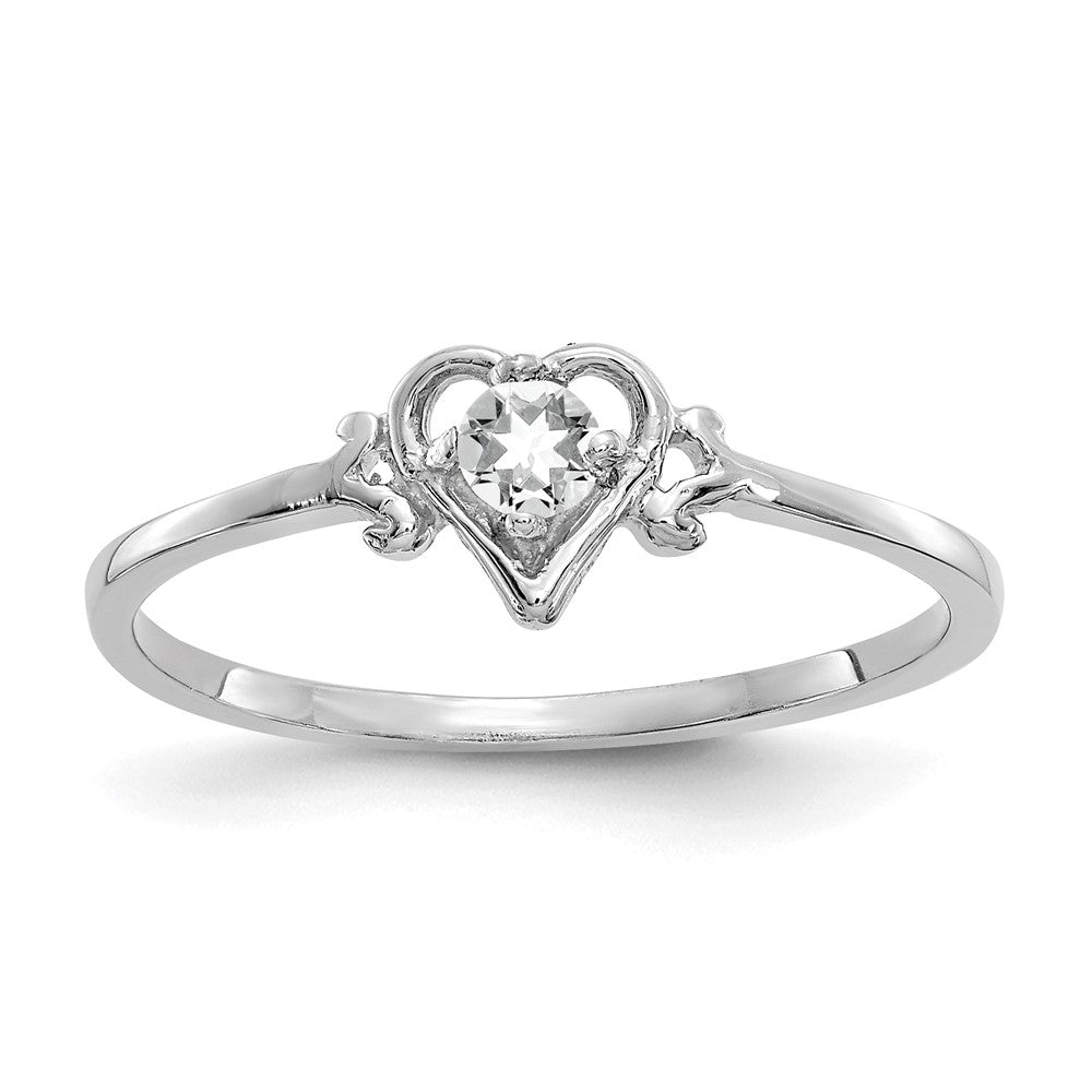 14K Weißgold Topas-Geburtsstein-Herzring