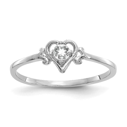 14K Weißgold Topas-Geburtsstein-Herzring