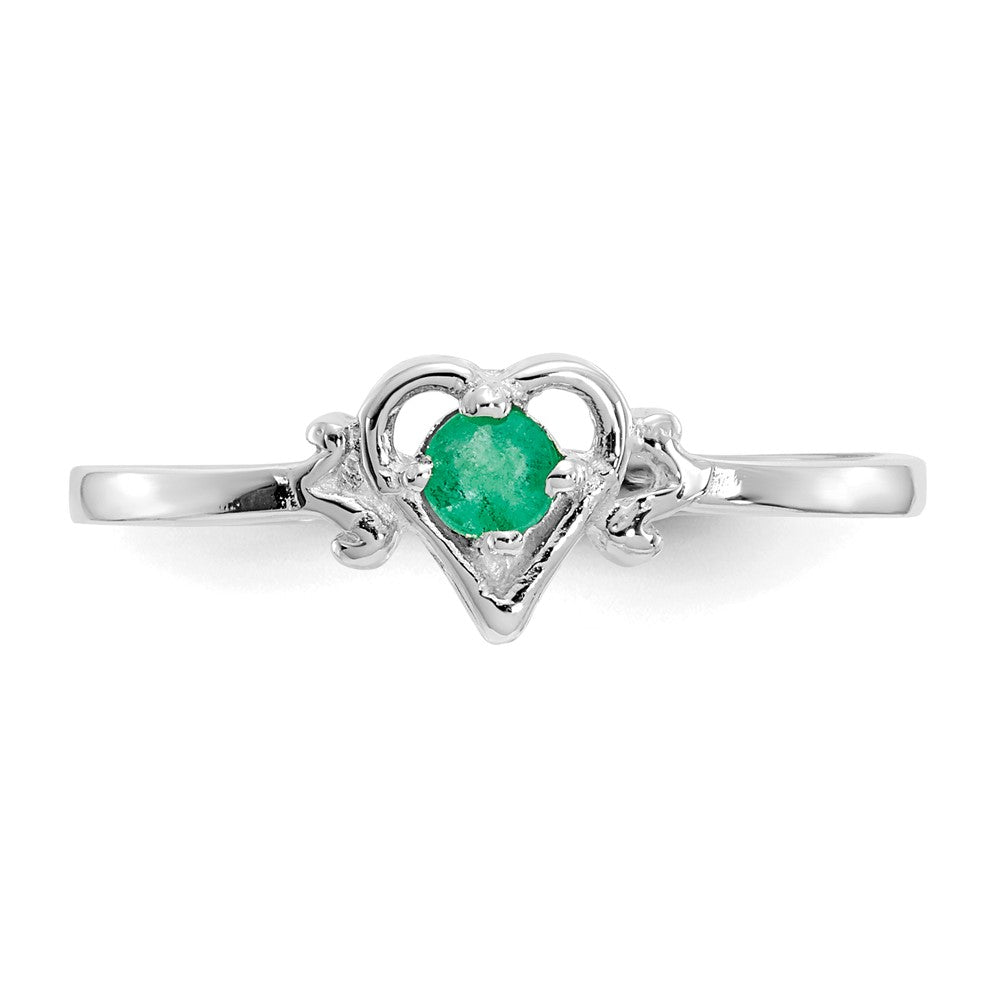 14K Weißgold Ring mit Smaragd-Herz-Geburtsstein