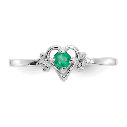 14K Weißgold Ring mit Smaragd-Herz-Geburtsstein