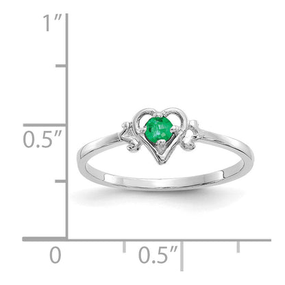 14K Weißgold Ring mit Smaragd-Herz-Geburtsstein