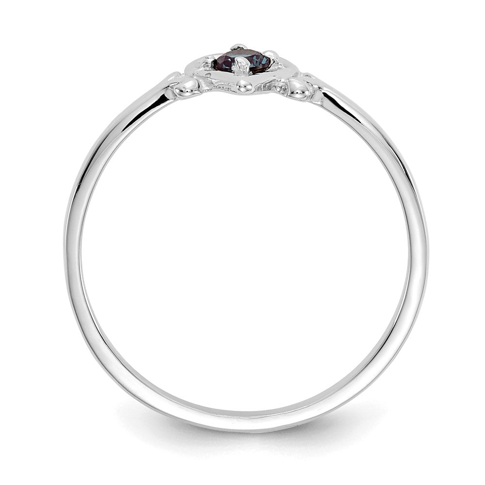 14K Weißgold Ring mit synthetischem Alexandrit-Geburtsstein in Herzform