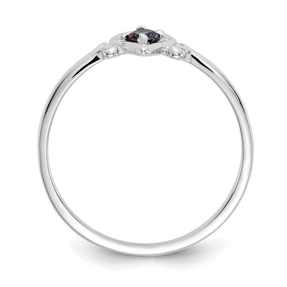 14K Weißgold Ring mit synthetischem Alexandrit-Geburtsstein in Herzform