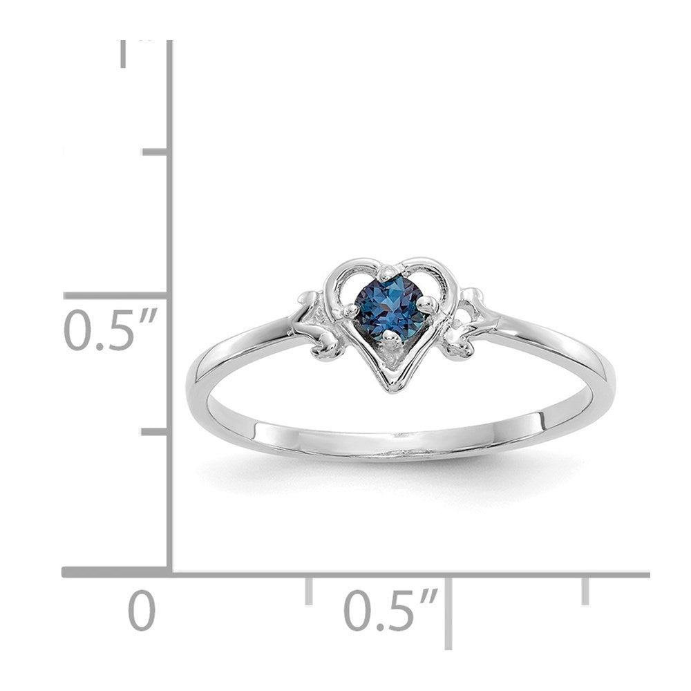 14K Weißgold Ring mit synthetischem Alexandrit-Geburtsstein in Herzform