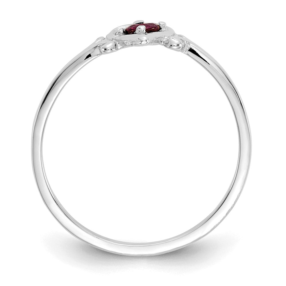 14K Weißgold Herz-Ring mit Rubin-Geburtsstein