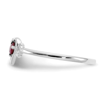 14K Weißgold Herz-Ring mit Rubin-Geburtsstein