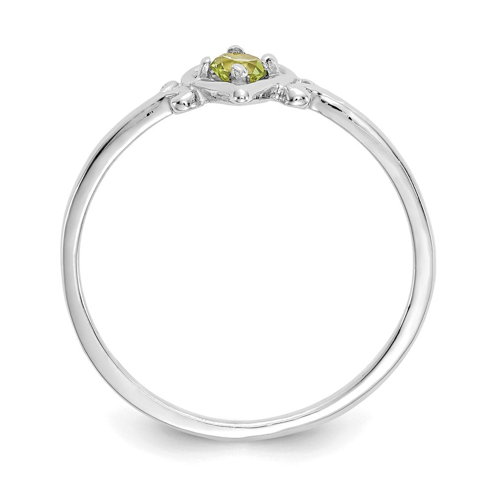 14K Weißgold Ring mit herzförmigem Peridot-Geburtsstein