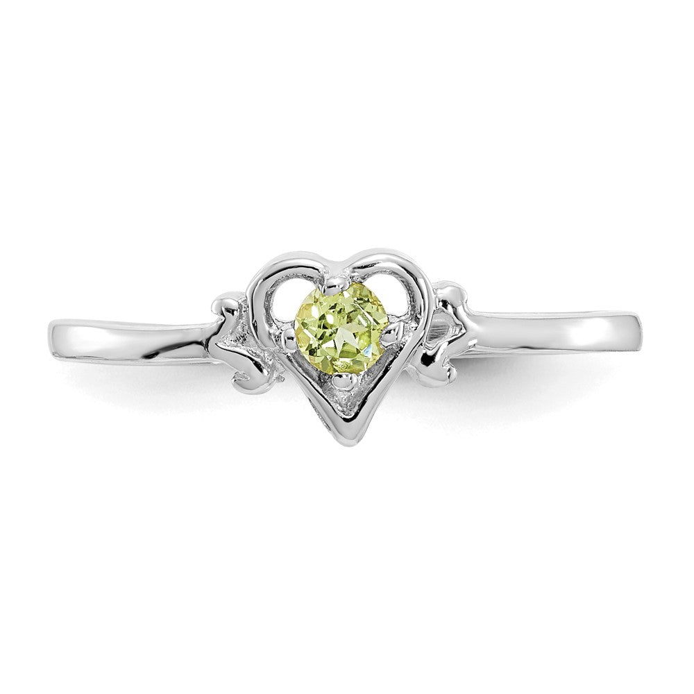 14K Weißgold Ring mit herzförmigem Peridot-Geburtsstein