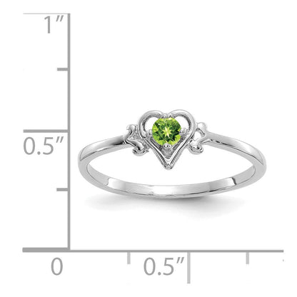 14K Weißgold Ring mit herzförmigem Peridot-Geburtsstein