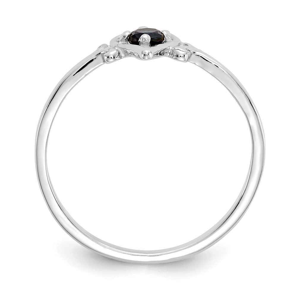 14K Weißgold Ring mit Saphir-Geburtsstein in Herzform