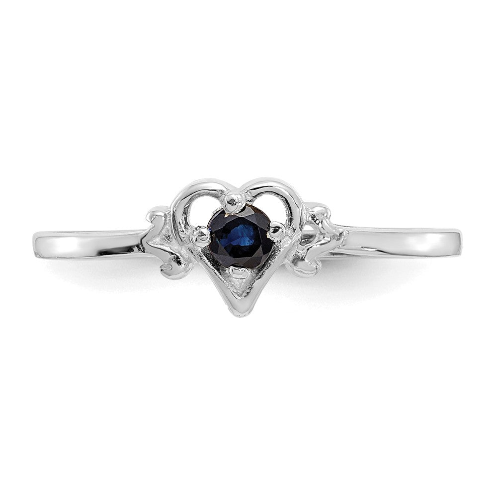 14K Weißgold Ring mit Saphir-Geburtsstein in Herzform