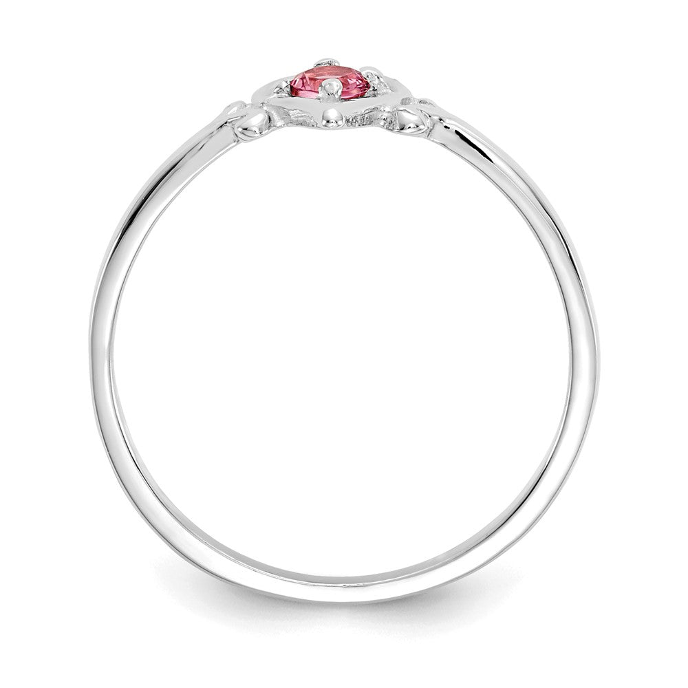 14K Weißgold Ring mit Herz-Geburtsstein aus rosa Turmalin