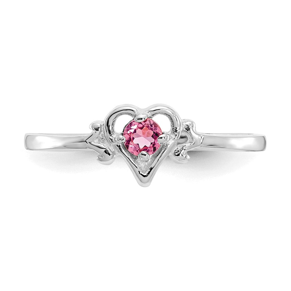14K Weißgold Ring mit Herz-Geburtsstein aus rosa Turmalin