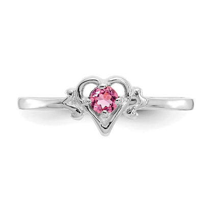 14K Weißgold Ring mit Herz-Geburtsstein aus rosa Turmalin