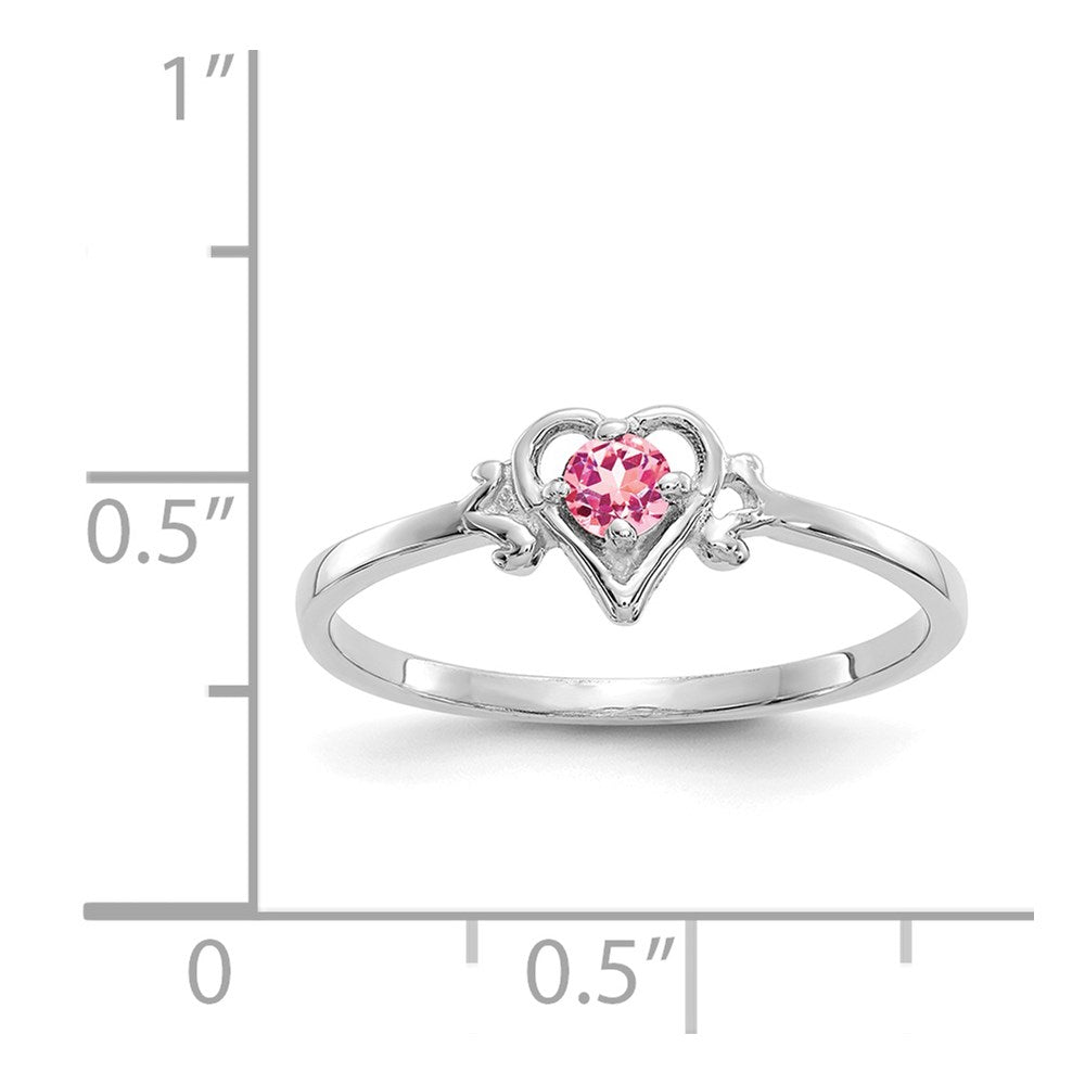 14K Weißgold Ring mit Herz-Geburtsstein aus rosa Turmalin