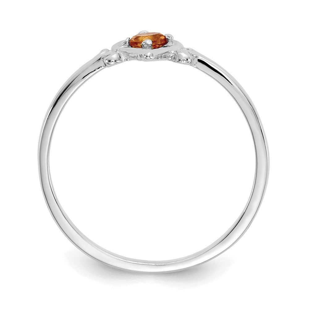 14K Weißgold Herz-Ring mit Citrin-Geburtsstein