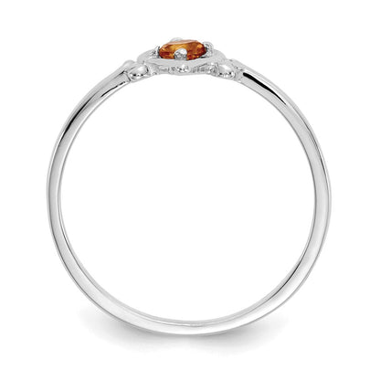 14K Weißgold Herz-Ring mit Citrin-Geburtsstein