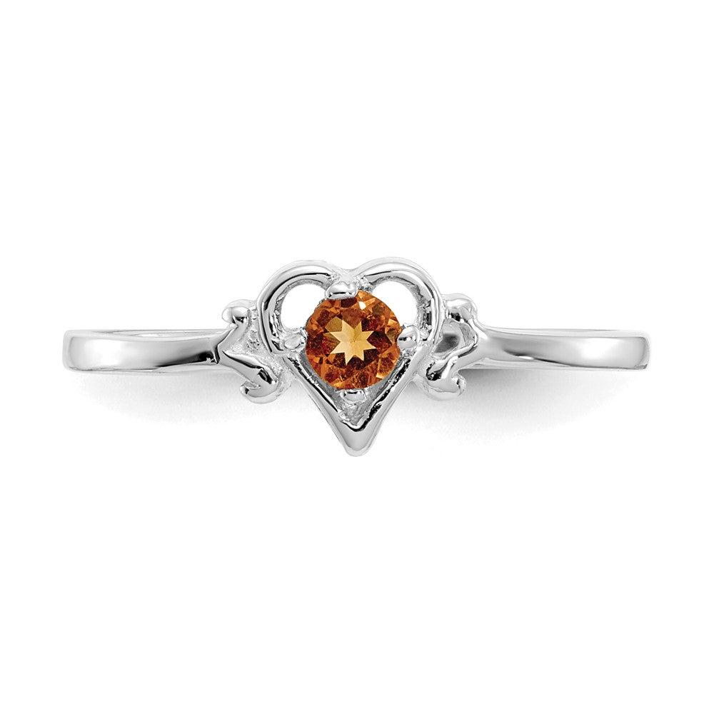 14K Weißgold Herz-Ring mit Citrin-Geburtsstein