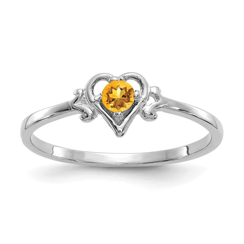 10K Weißgold 10K Citrin Geburtsstein Herz Ring