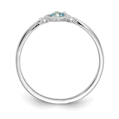 14K Weißgold Ring mit Blautopas-Geburtsstein in Herzform